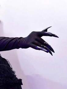 1双万圣节黑色长钉鬼手手套，角色扮演道具配件爪手手套，适合女巫表演