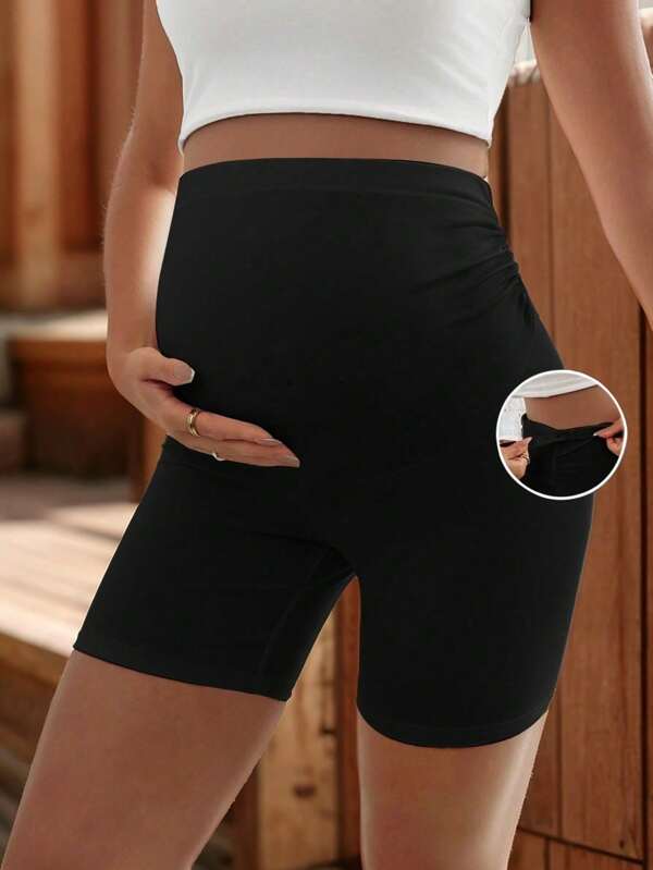 Solid Color Soft, Elastic Maternity Activewear Bottoms