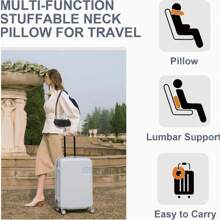 2pcs Multi-Function Travel Neck Relax Pillow, Can Also Be Used As Clothing Storage & Organization, 1pc Black Neck Pillow + 1pc Grey Neck Pillow (Incl. 2 Adjustable Straps)