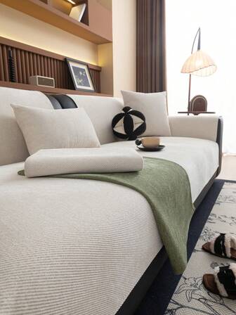 1pc Plush Velvet Sofa Cushion Cover, Minimalist Luxurious Sofa Seat Pad Protector, Non-Slip Anti-Dust Anti-Scratch, To Decorate Sofa In Living Room, Bedroom, Study, Office, All Seasons