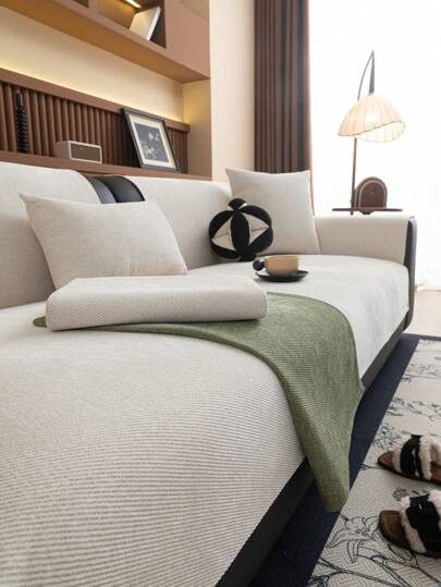 1pc Plush Velvet Sofa Cushion Cover, Minimalist Luxurious Sofa Seat Pad Protector, Non-Slip Anti-Dust Anti-Scratch, To Decorate Sofa In Living Room, Bedroom, Study, Office, All Seasons