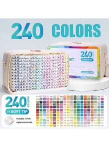 Languo 240/192/96 Colors Straight Liquid Soft-Bristled Acrylic Marker Pen, Student Art Professional Painting And Drawing Filling Color Brush, Diy Graffiti Painting Character Skin Color Pen, Skin Beauty Pen, Waterproof And Stackable Color Acrylic Marker Pen That Can Paint Wood/Stone/Glass , Back To School Gifts