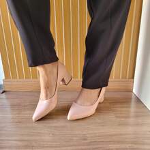 Women's Pumps Block Heel 5cm Comfortable Elegant Work - Nude tự nhiên - Xem 1
