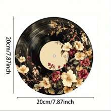 Dekorativer Floral Grammophon Platten Design Metallschild, runde 2D Vintage bedruckte Wandkunst Dekoration, geeignet für Zuhause, Küche, Garten, Büro - einzigartiges Weihnachtsgeschenk, Retro Metallposter (keine echte Platte)