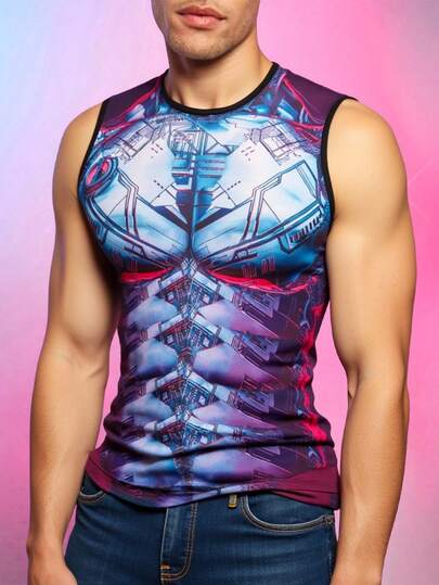 CAMISETA SECOND SKIN DE TEJIDO MESH AJUSTADA CON TRANSPARENCIAS PARA HOMBRE / PRIDE MONTH / LGBT