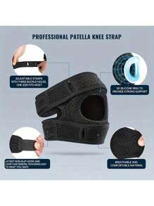 1 Pc-Adjustable Elastic Patella Knee Brace For Knee Discomfort, Knee Compression Sleeve Knee Brace, Workout Knee Pads For Women And Men-Suitable For Basketball, Tennis, Fitness, Running-10cm/4in Above Knee Circumference:30-56cm/12-22in, Black/ Grey