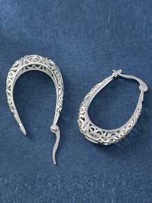 1 Pair Copper Polished Heart Shaped Earrings, Elegant & Versatile, Sweet Gift For Women - Round - View 6