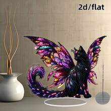 2D/平面 DIY 钻石艺术画套装、桌面装饰特殊形状钻石桌面装饰、家居立式宝石绘画工艺套装、波西米亚风格配饰、钻石猫圣帕特里克节礼物、家居桌面装饰、适合情人节和新年礼物