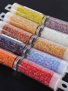 GO2CJBEADS 10 جرام جودة جيدة من حبيبات الزجاج الشفافة بقياس 2 ملم بألوان نمط لتصنيع المجوهرات