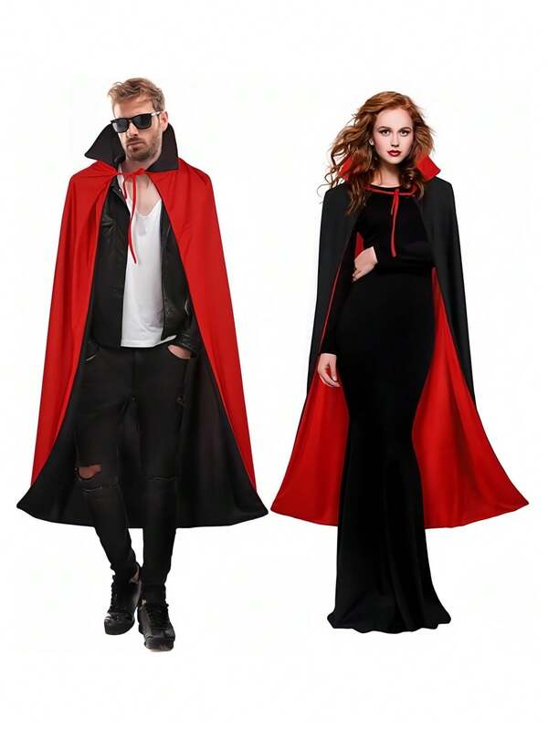 1pc Vampire Costume Accessory Double-Sided Hooded Cloak, Suitable For Role Playing, Themed Party
