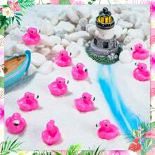 100pcs Mini Resin Flamingo & Duck Figures, Adorable Flamingo Statues For Cake Decoration, Garden, Toy House, Aquarium Decor, DIY Crafts
