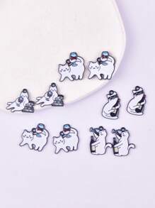 10pcs Mixed Cat Design Wine Glass Drip Oil Zinc Alloy Jewelry Pendant, Earring, Necklace Accessories