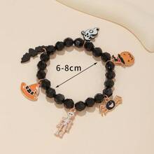 Halloween Acrylic Pumpkin, BOO, Ghost Charm Stretch Bracelet Set For Women & Girls, Party Favor Gift