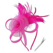 Fascinators Hat Flower Mesh Feathers Headband Derby Hat Clip Tea Party Headwear And Lace Gloves With Bows For Women, School Stuff, Gifts, Wedding - Multicolor - View 14