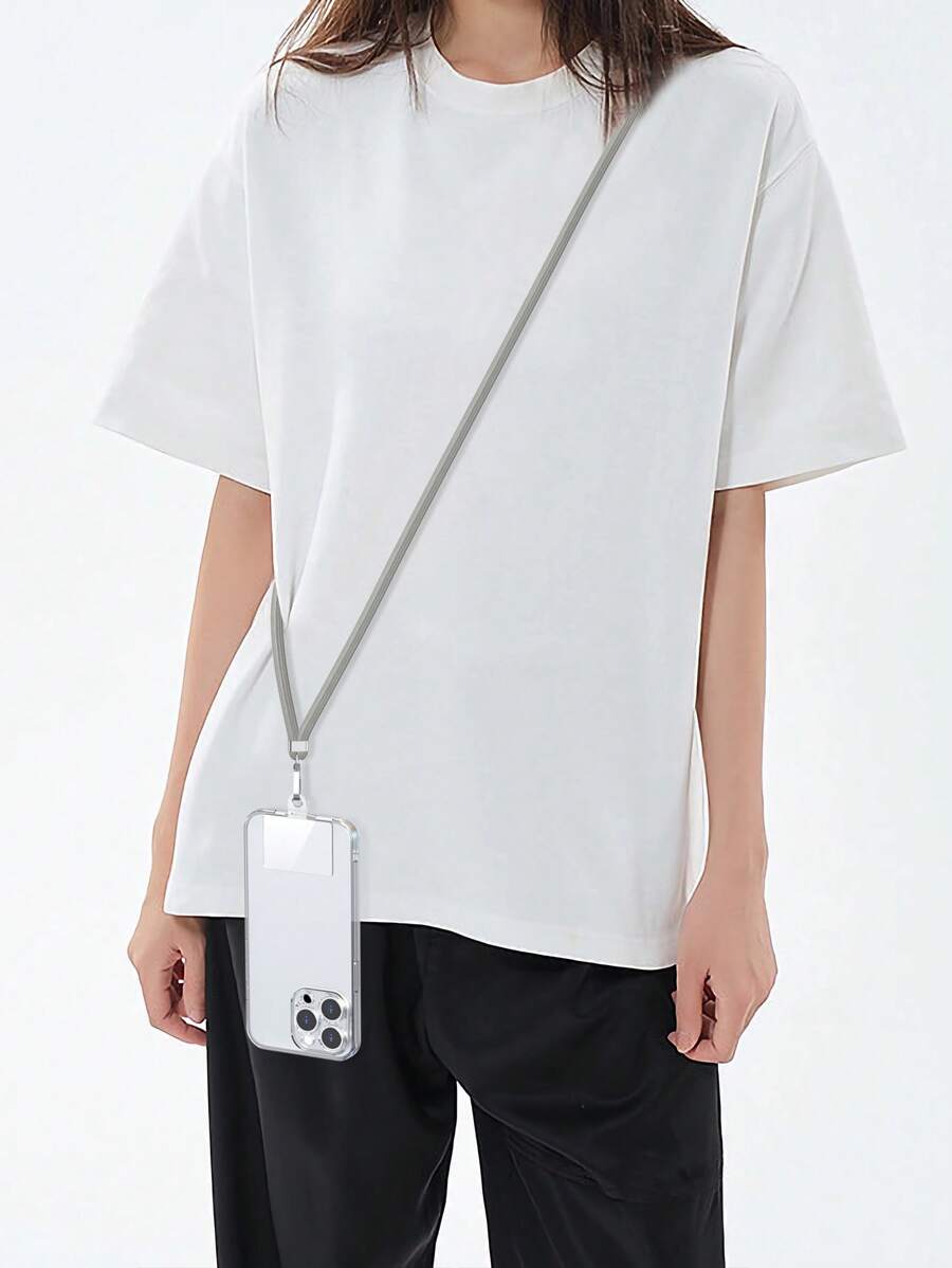 1 Piece Crossbody Cell Phone Lanyard(Gray), Transparent Pads Included For Fixing The Phone Case, Multi-Functional Adjustable Neck Strap With 145CM/57 Inches, Lanyard Compatible With All Smartphone, Universal Lanyard For Redmi Cases, Crossbody Strap For Cases..