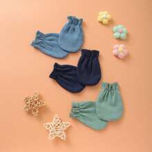 3/4/5/6 Pares de manoplas de unicolor para recién nacidos, aptas para todas las estaciones, guantes de protección de manos para niños y niñas, regalo ideal para recién nacidos