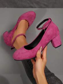 Chaussures à talons épais pour femmes grande taille, élégantes sandales à boucle mode talons hauts pour robes