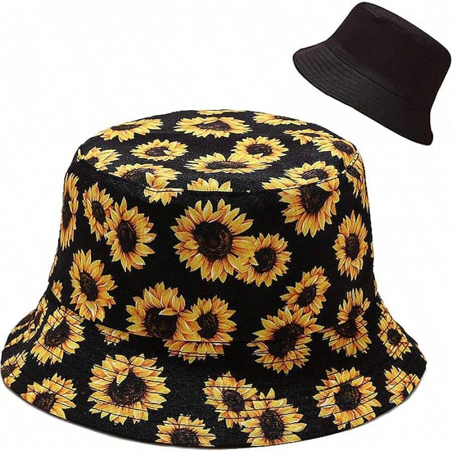 Reversible Bucket Hat For Women, Cute Beach Fisherman Style - Sunflower-b - View 1