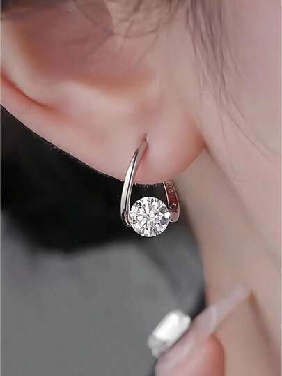 1 件纯银 1 克拉耳环简约时尚纯银钻石项链轻盈奢华高端锆石链首饰