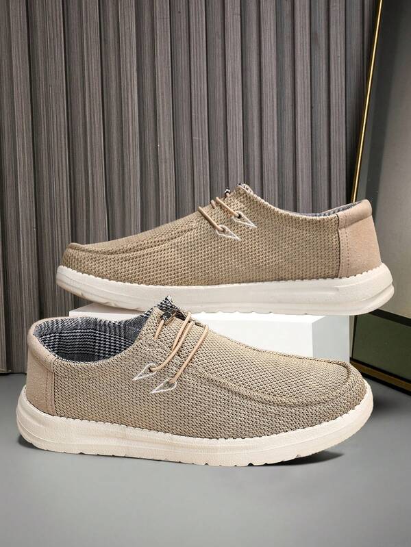 TOLLN زوج من أحذية نسائية مصنوعة من خياطة تريكو بخفة ولون أحادي بتصميم بسيط، أحذية رياضية منخفضة مريحة، خفيفة الوزن ومانعة للانزلاق