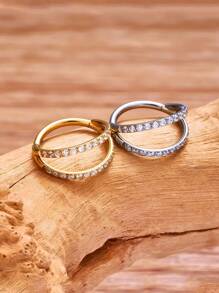 1 Piece Of Hypoallergenic Stainless Steel 316L Double-Layer Beveled Nose Ring, Inlaid With 5A Grade Zirconia Nose Ring, Gold And Silver, Easy To Wear, Very Suitable For Multiple Body Parts Such As Ear Screen Earrings, Nasal Septum Rings, Nose Rings, Etc.