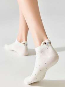 1/3/5 Pairs Cute Women Short Socks, Breathable Thin Ankle Socks With Odor Control And Moisture Wicking, White Low-Cut Footies For Summer - Multicolor - View 2