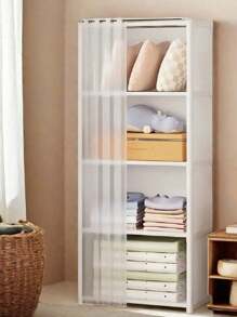 5/6 Layers Wardrobe Dustproof High Capacity Storage Rack With Curtains Portable Simple Modular Clothes Organizer Cabinet Closet Organizer Shelves
