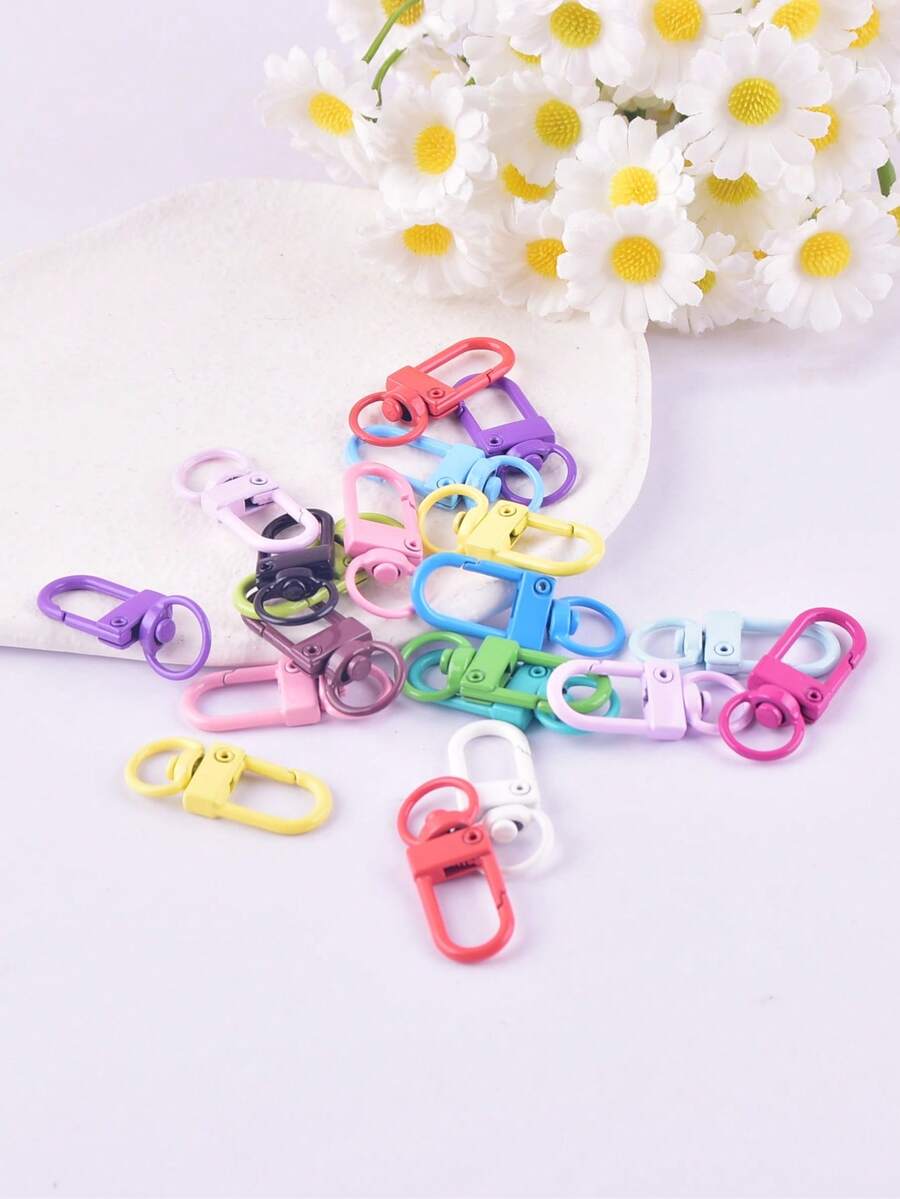 Lote de 20 piezas/Broches de langosta de metal, ganchos, llaveros giratorios, hebillas para hacer llaveros - Accesorios para hacer joyas y manualidades DIY - Colores mezclados al azar - Ver 1