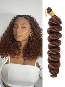 16 英寸编织法式松散卷曲钩针头发，锈棕色活力法式卷曲编织接发 - 预拉伸，1 包高温松散波浪卷曲编织接发，适合女性自然造型圣诞新年狂欢节音乐节使用 - 彩色 - 查看 10