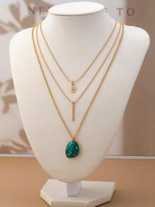 1pc Vintage Bohemian Style Multi-Layer Turquoise Necklace
