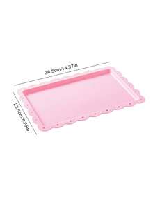 1/2/4/6pcs Pink Plastic Dessert Plate/Tray Suitable For Graduation, Birthday, Party, Wedding - Pink - View 2