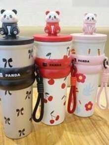 Panda Thermal Cup 700ml With Retractable Straw And Safety Handle – Ideal For Everyday Use! ‍♀️ - Đỏ - Xem 3