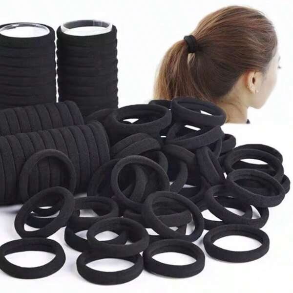 50/100/200 Pieces/Bag Minimalist Elastic Hair Bands, Black, Khaki, Randomly Mixed High Elastic Hair Bands, Fashionable And Changeable Minimalist Elegant Hair Accessories, Daily Use, High Elastic Seamless Hair Accessories Back To School
