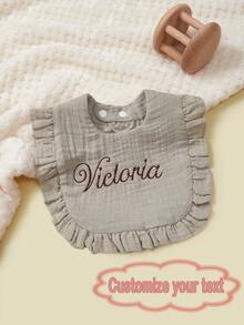 1 Piece Personalized Baby Drool Bib, Custom Embroidered Text, Soft & Comfortable, Breathable & Absorbent, Essential For Newborns, Baby Gift, Memorabilia