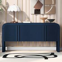 MERAX 62.2-Inch Wave-Pattern Console Table With 4 Doors And Adjustable Shelf,Curved Design Sofa Table Behind Couch,Rustic Narrow Entryway Table For Living Room, Foyer And Hallway, Navy Blue - Màu xanh hải quân - Xem 2