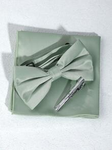 3 件/4 件男女通用 1200 针超密加厚领结 + 口袋巾 + 袖扣/领结 + 口袋巾 + 袖扣 + 领带夹套装，适用于商务、休闲、正式活动，8 厘米薄荷绿 - 光滑純色 - 查看 16