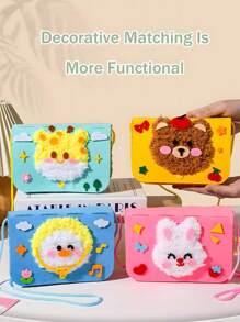 1 pieza Cuadro de pintura de ganchillo hecho a mano para niños, material de manualidades con dibujos animales, calcomanías de juguete, el mejor regalo de cumpleaños para niños y niñas con accesorios de color aleatorio, regalos de Navidad, regalos festivos