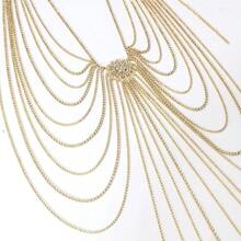 1pc Long Fringe Rhinestone Dress For Women Flower Belt Body Chain Jewelry Crystal Silver Skirt For Stage Party Accessories