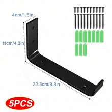 5x Shelf Brackets Rustic Heavy Duty Industrial Scaffold Board Shelf Wall Bracket - Black - View 2