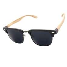 Club Master Sunglasses For Men And Women, UV 400 Lens, BAMBOO IMITATION SPRING STEMS, Mardela - BLACK/BEIGE - View 3