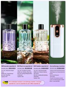 Máquina de aromaterapia con temporizador para uso doméstico, mini difusor de aceites esenciales de aromaterapia de ABS silencioso para el dormitorio, recargable, montado en la pared, automático para desodorizar el baño, ambientador eléctrico para oficina y coche, 5 modos de funcionamiento, 6 aceites esenciales con luces de ambiente de colores.