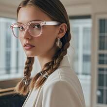 Smart Audio Glasses -  Magnetic Charging, Voice Assistant, 5.4 Wireless Audio Mic, Remote Control Photography, Open Headphone Design, Suitable For Women, Great For Gaming And Working, Gaming Accessories | Modern Eyewear | Wireless Audio Glasses - 白色框+變色鏡片 - 查看 5