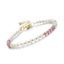 1pc Casual Adjustable Gemstone Beaded Bracelet With Natural Sunstone, Moonstone And Aquamarine, Suitable For Women Everyday And Holiday Wear