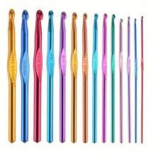 14 Stücke Aluminium Häkelnadel Set - 2-10mm Stricknadeln, geeignet für Handarbeiten und Garnprojekte