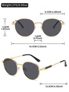 LINFEMAND Retro Classic Round Metal Frame Decorative Fashionable Fashion Glasses For Men And Women, Suitable For Driving, Travel, Beach Party, Holidays, Gifts - Multicolor - View 9