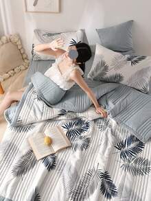 1 件奢华蓝色格子夏季被子 - 柔软涤纶混纺，可机洗，现代风格，非常适合卧室装饰，卧室必需品 | 现代被子设计 | 涤纶纤维，夏季舒适，秋季装饰，秋季装饰，房间装饰 - 黑與白 - 查看 7