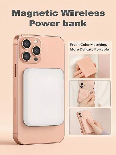 5000mAh MagSafe Magnetic Wireless Power Bank – Slim Portable Fast Charging Battery Pack With Strong Magnet, USB-C & Wireless Dual Output – Compatible With IOS 15/14/13/12 & All MagSafe Devices – Pocket-Size Backup Charger For Travel, Commute, Gym, Office – Viral Must-Have, Minimalist Gift Idea For Women, Men, Students, Couples – Thanksgiving And Hand Free Emergency Backup Mobile Power Supply Gifts
