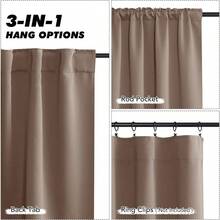 Local Delivery Black Blackout Curtains 63 Inch Length, Room Darkening Thermal Insulated Noise-Reducing Black Out Curtains For Bedroom Living Room Windows, Back Tab Rod Pocket, W52 X L63 Inches, 2 Panels - Mocha - 查看 2