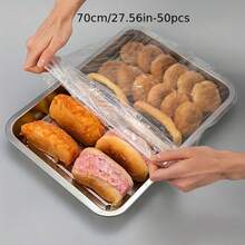 50 miếng màng bọc nhựa trong suốt cỡ lớn dùng một lần, thích hợp để bảo quản và sắp xếp đồ ăn nhẹ, rau củ và bánh mì, màng bọc khay bánh mì, có 3 kích cỡ. - Nhiều màu - Xem 9