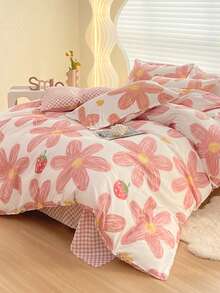 四件套（1件被套+1件床单+2件枕套）柔软磨毛宿舍床上用品套装，适用于宿舍双层床，四季皆宜，亲肤透气，360°防滑包裹，不含荧光增白剂，可水洗，不易褪色，抗菌，保暖。